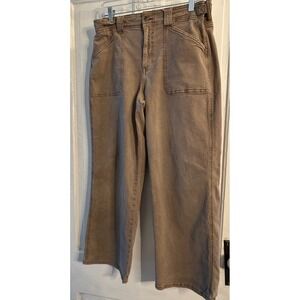 American Eagle Brown Wide Leg Stovepipe Utility Pants Womens 12 Short Stretch